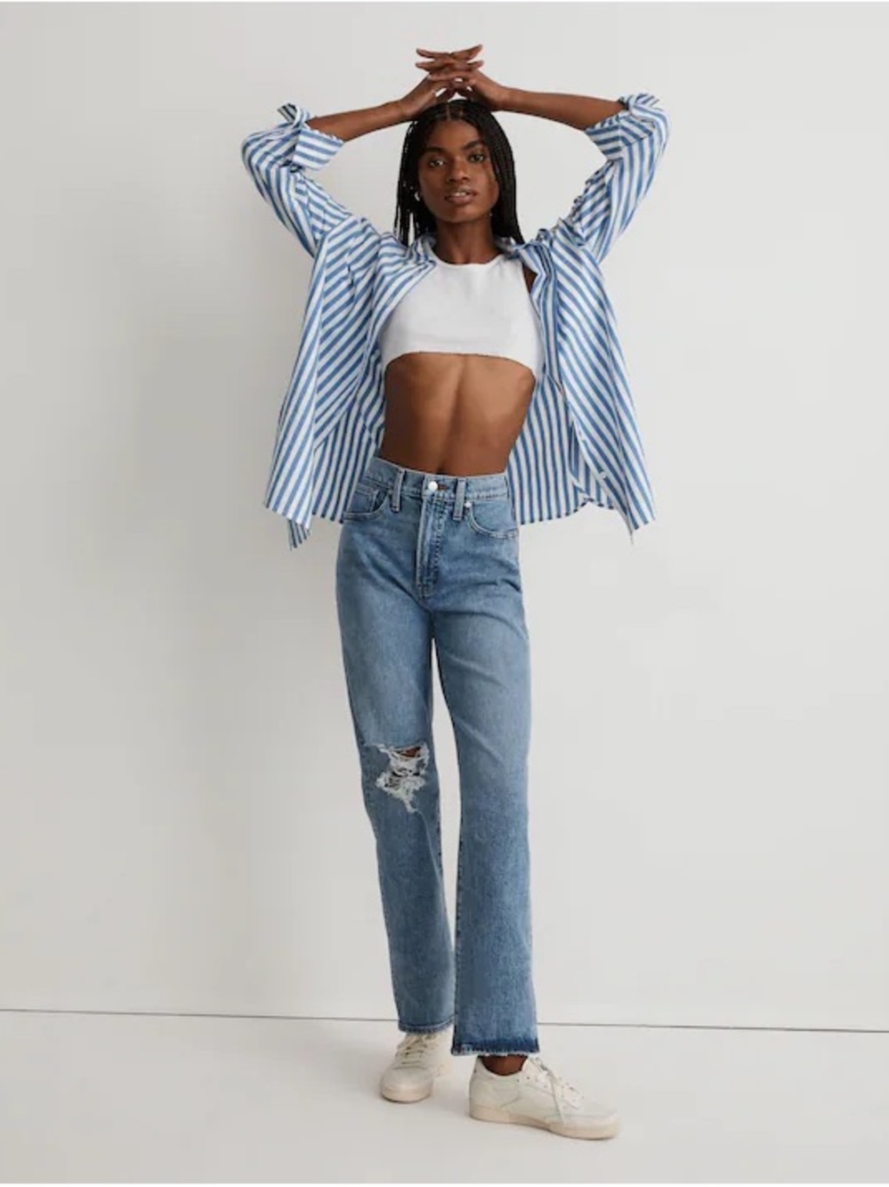 Madewell The Perfect Vintage Straight Jean Knee-Rip Edition